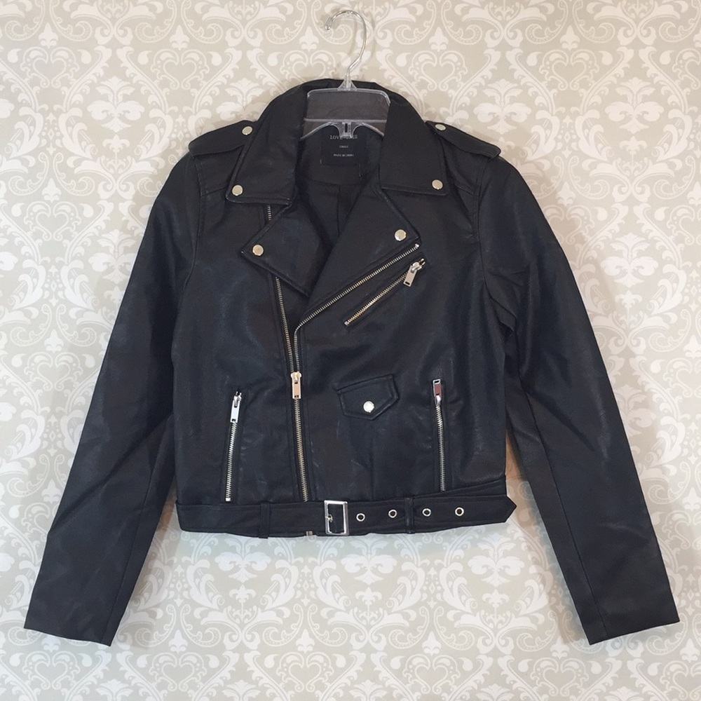 One Small Left!{Love Tree}Vegan Leather MotoJacket - Picture 6 of 8